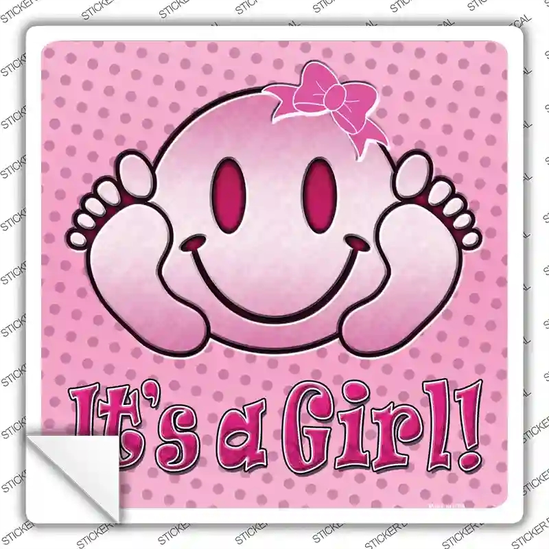 SQ-282s-XL Its A Girl Novelty Square Sticker Decal, Extra Large