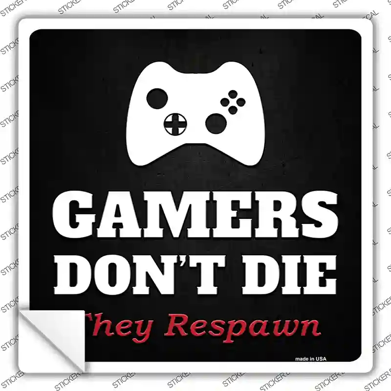 SQ-423s-XL Xbox Gamers Dont Die Novelty Square Sticker Decal, Extra Large