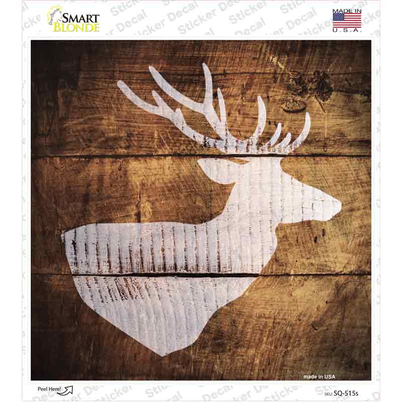 SQ-515s-M Deer Head Painted Stencil Novelty Square Sticker Decal, Medium