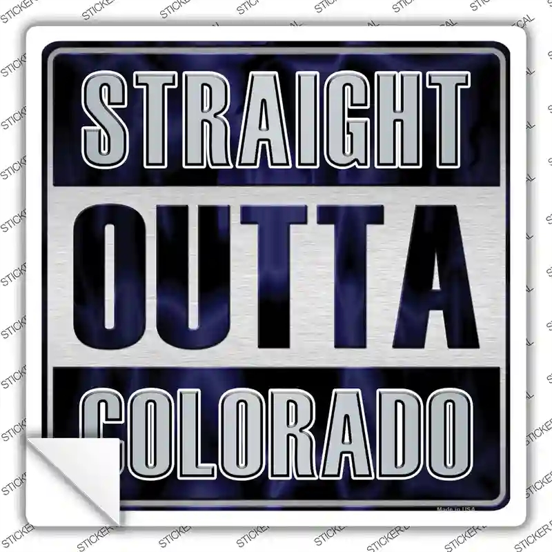 SQ-201s-S Straight Outta Colorado Novelty Square Sticker Decal, Small