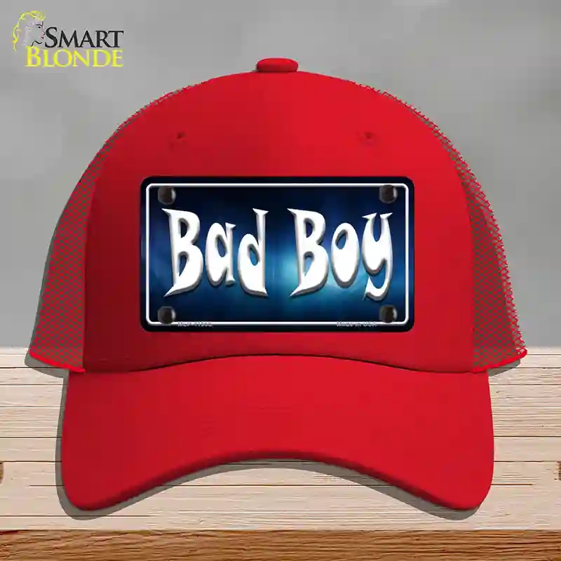 HAT17-MLP-11555 Bad Boy Novelty License Plate Hat, Mesh - Red