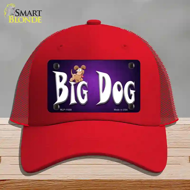 HAT17-MLP-11556 Big Dog Novelty License Plate Hat, Mesh - Red