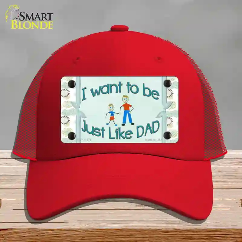 HAT17-MLP-11575 Just Like Dad Novelty License Plate Hat, Mesh - Red