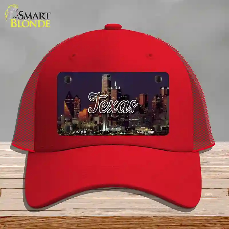 HAT17-MLP-11632 Texas City Lights Novelty License Plate Hat, Mesh - Red
