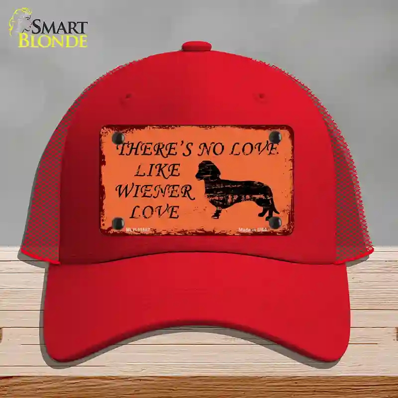 HAT17-MLP-11687 Wiener Love Novelty License Plate Hat, Mesh - Red
