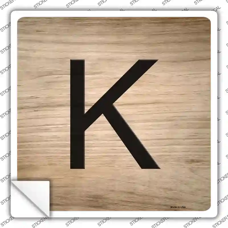 SQ-1113s-S K Letter Tile Novelty Square Sticker Decal, Small