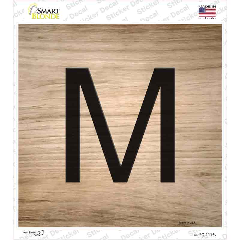 SQ-1115s-M M Letter Tile Novelty Square Sticker Decal, Medium