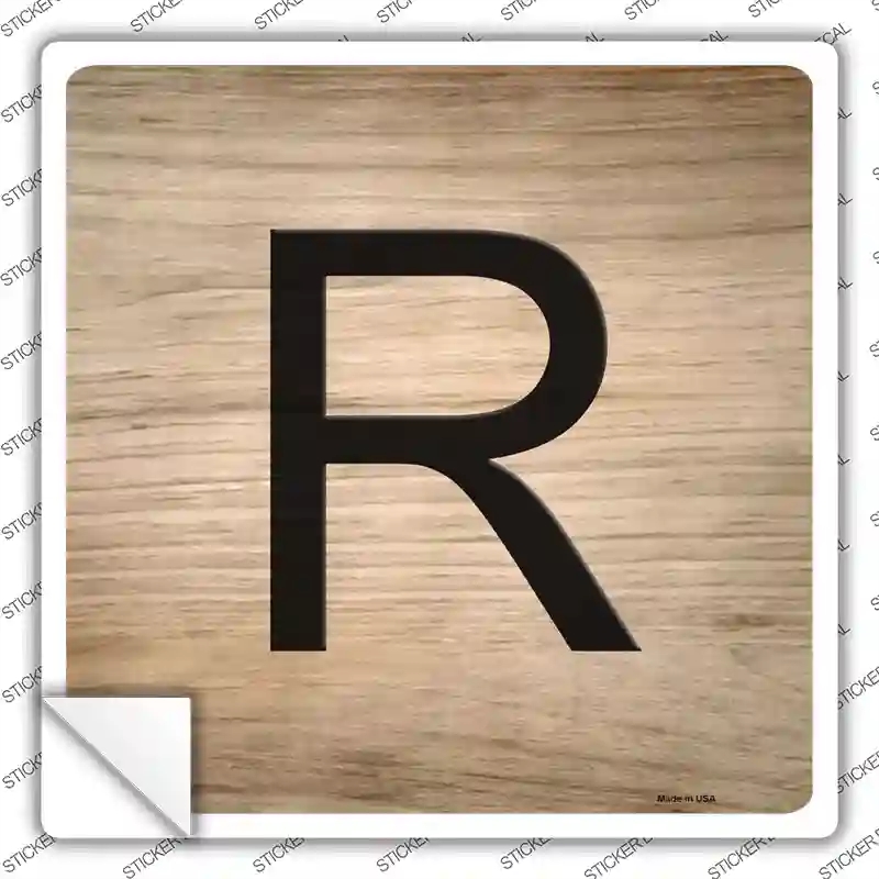 SQ-1120s-S R Letter Tile Novelty Square Sticker Decal, Small