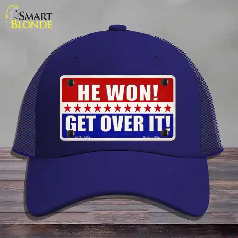 HAT18-MLP-12526 Trump Won Get Over It Novelty License Plate Hat, Mesh - Royal Blue