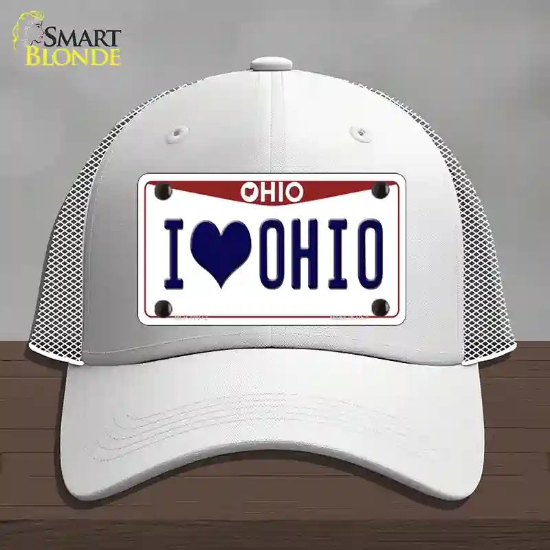 HAT19-MLP-10072 I Love Ohio Novelty License Plate Hat, Mesh - White