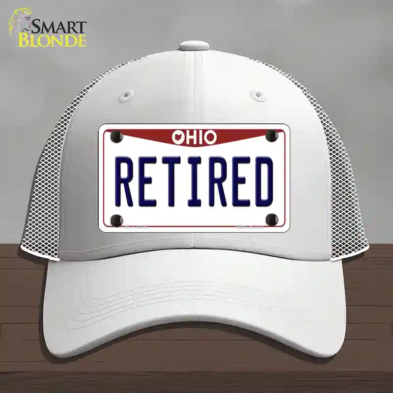 HAT19-MLP-10080 Retired Ohio Novelty License Plate Hat, Mesh - White