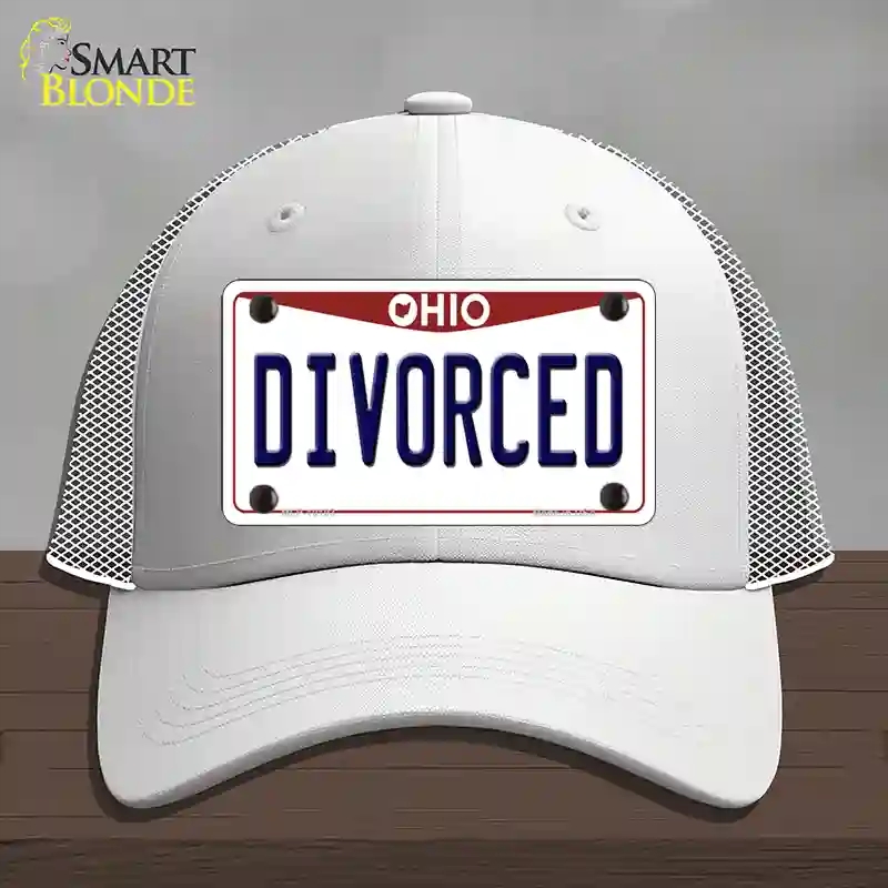 HAT19-MLP-10103 Divorced Ohio Novelty License Plate Hat, Mesh - White