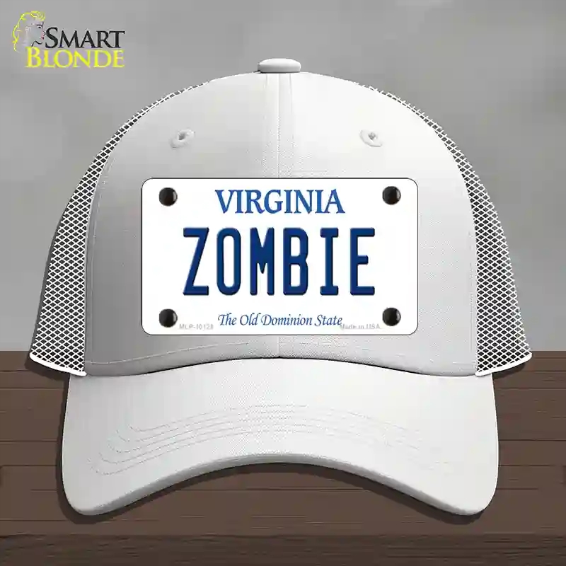HAT19-MLP-10126 Zombie Virginia Novelty License Plate Hat, Mesh - White
