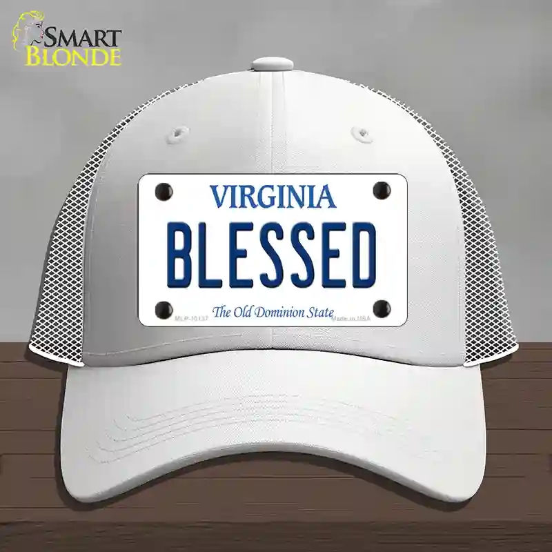 HAT19-MLP-10137 Blessed Virginia Novelty License Plate Hat, Mesh - White