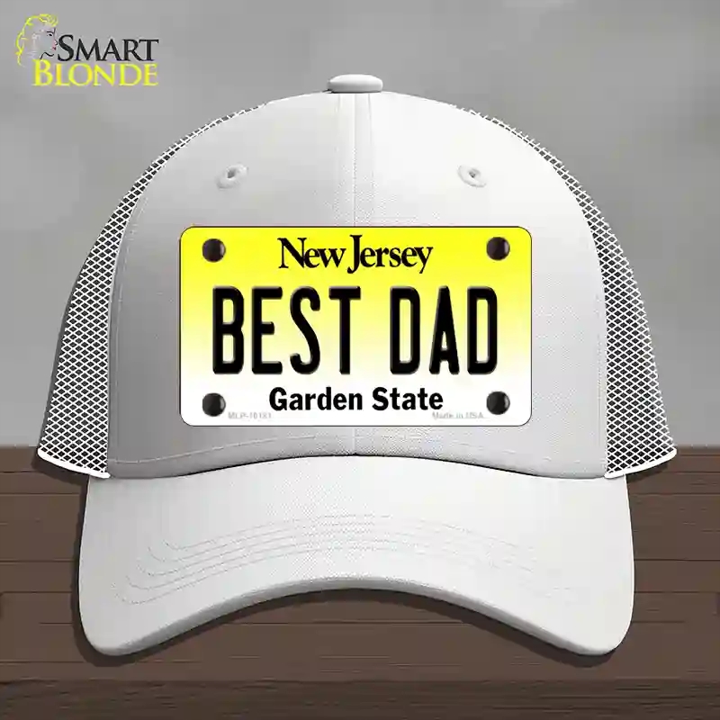 HAT19-MLP-10181 Best Dad   Jersey Novelty License Plate Hat, Mesh - White