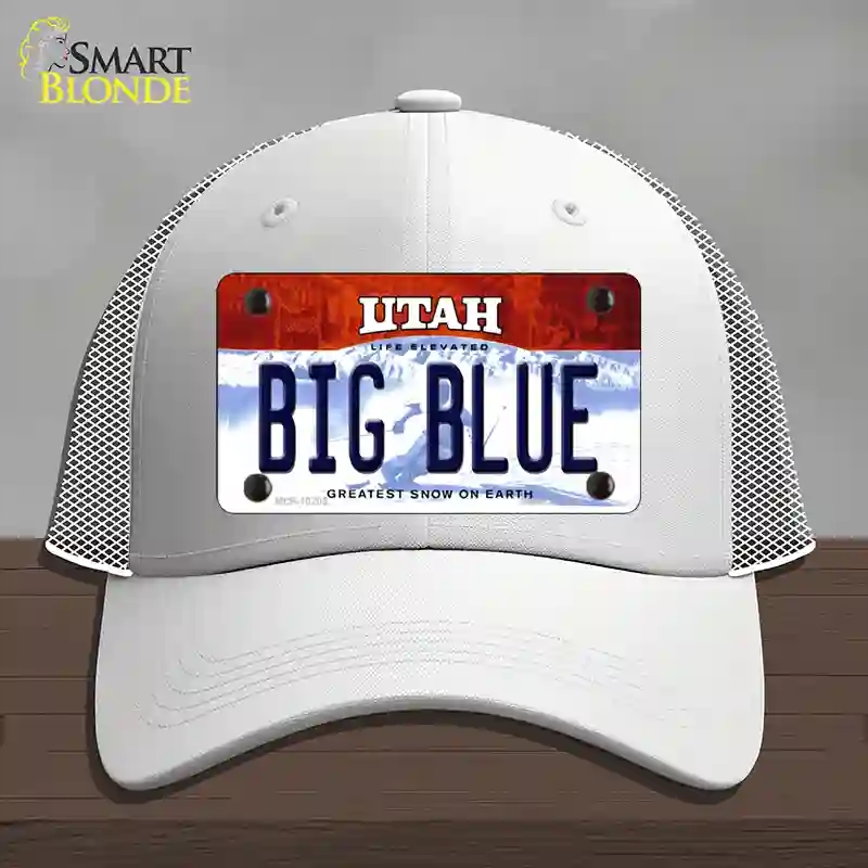 HAT19-MLP-10202 Big Blue Utah Novelty License Plate Hat, Mesh - White