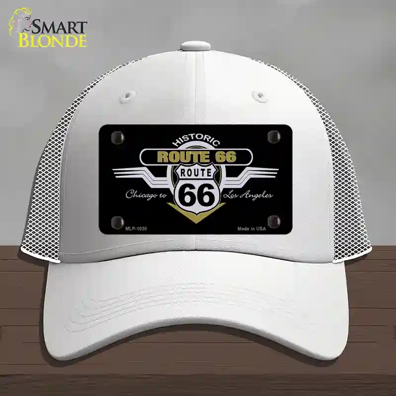 HAT19-MLP-1030 Route 66 Shield Wings Novelty License Plate Hat, Mesh - White