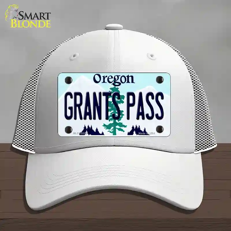 HAT19-MLP-10352 Grants Pass Oregon Novelty License Plate Hat, Mesh - White
