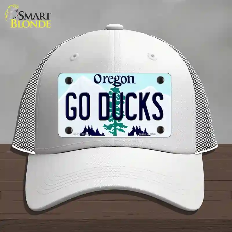 HAT19-MLP-10355 Go Ducks Oregon Novelty License Plate Hat, Mesh - White