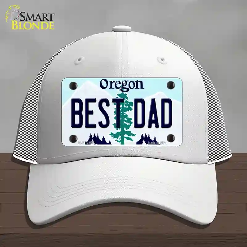 HAT19-MLP-10382 Best Dad Oregon Novelty License Plate Hat, Mesh - White