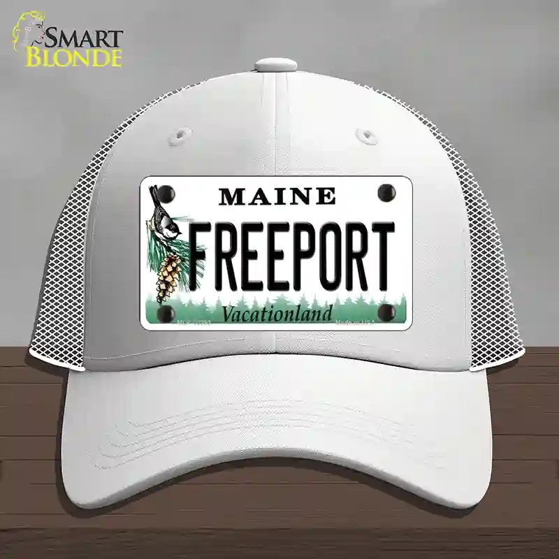 HAT19-MLP-10393 Freeport Maine Novelty License Plate Hat, Mesh - White