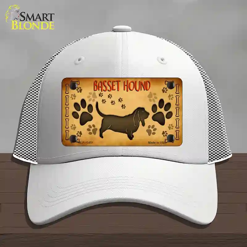 HAT19-MLP-10431 Basset Hound Novelty License Plate Hat, Mesh - White