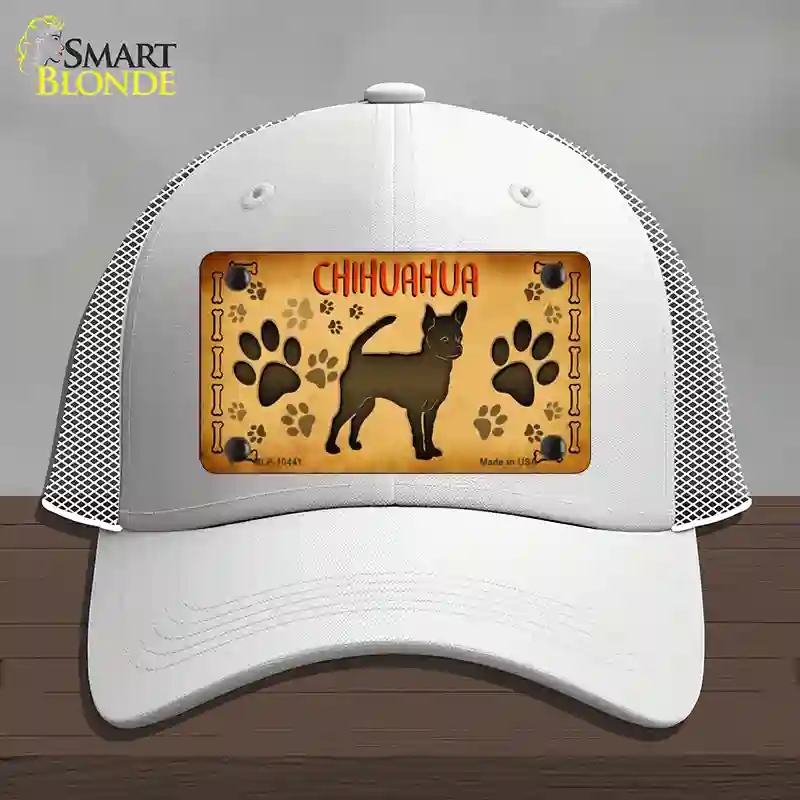 HAT19-MLP-10441 Chihuahua Novelty License Plate Hat, Mesh - White