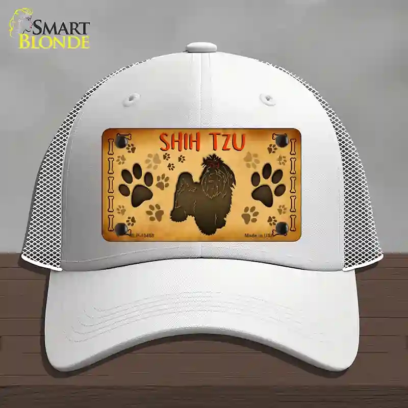HAT19-MLP-10458 Shih Tzu Novelty License Plate Hat, Mesh - White