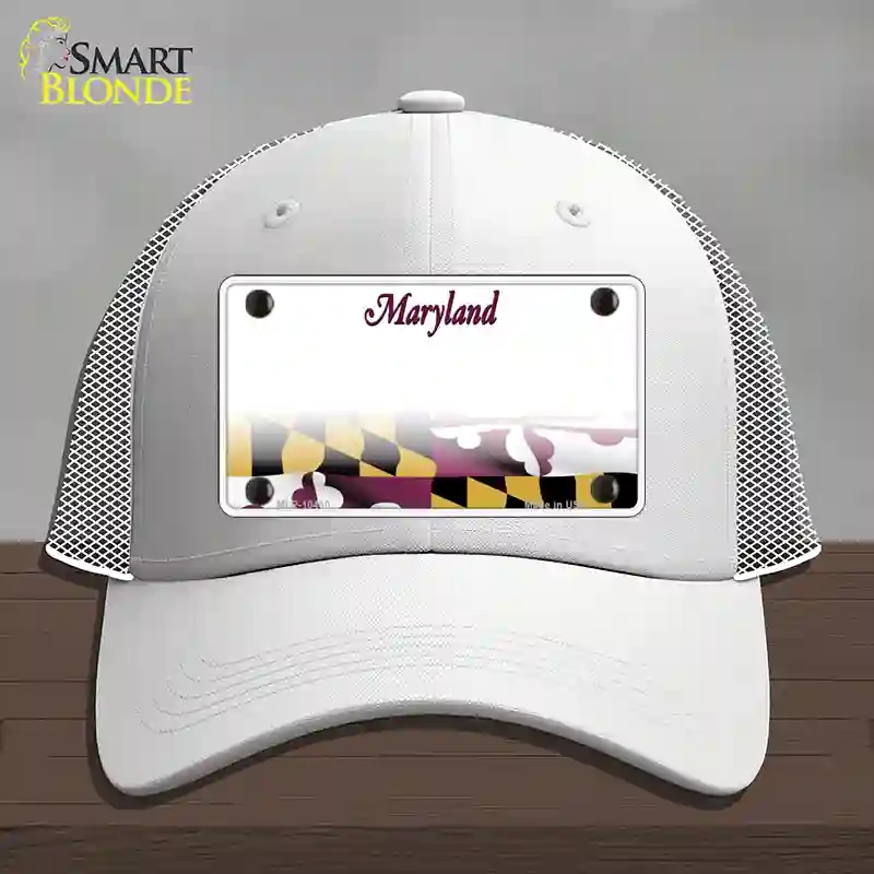 HAT19-MLP-10460 Maryland State Blank Novelty License Plate Hat, Mesh - White