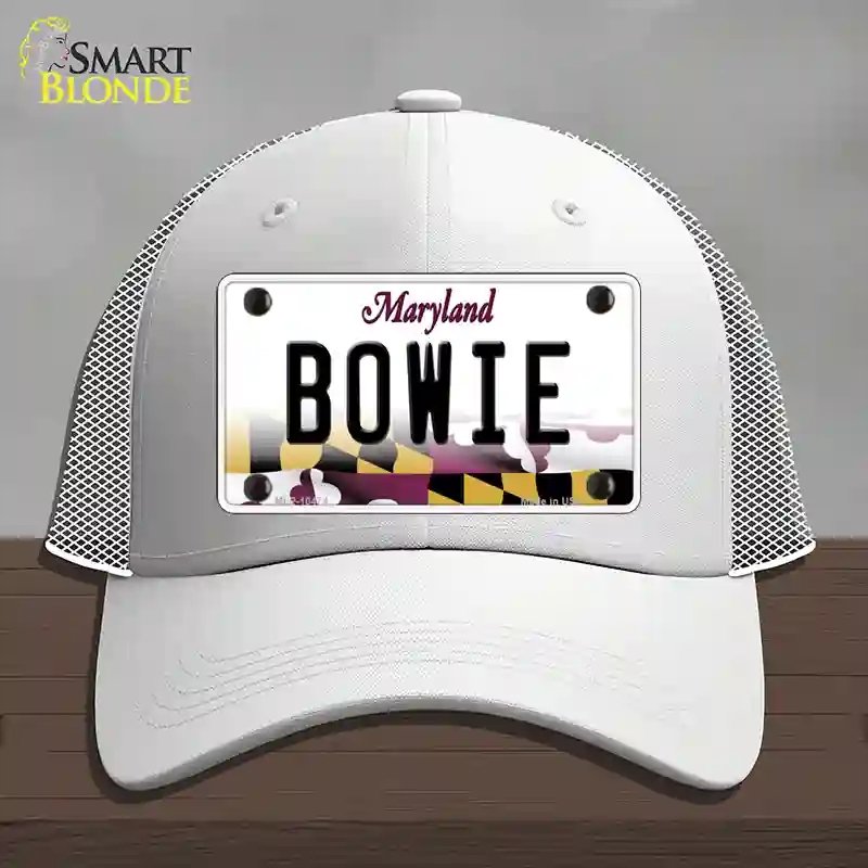 HAT19-MLP-10474 Bowie Maryland Novelty License Plate Hat, Mesh - White