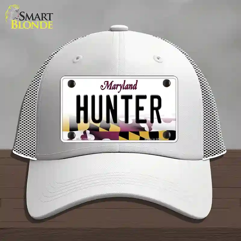 HAT19-MLP-10500 Hunter Maryland Novelty License Plate Hat, Mesh - White