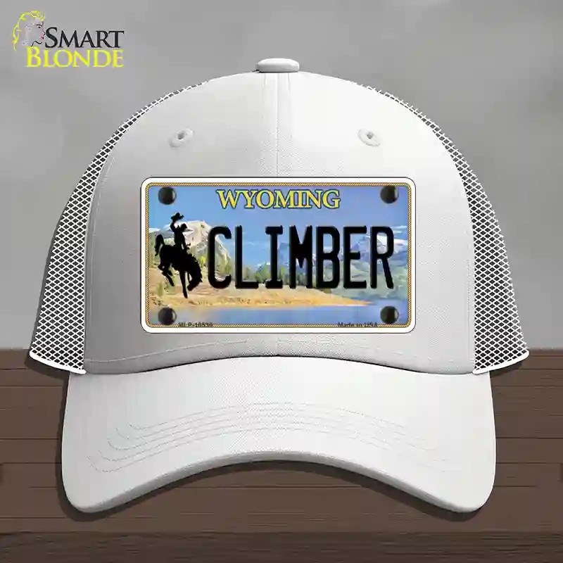 HAT19-MLP-10536 Climber Wyoming Novelty License Plate Hat, Mesh - White