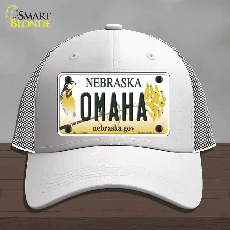 HAT19-MLP-10569 Omaha Nebraska Novelty License Plate Hat, Mesh - White