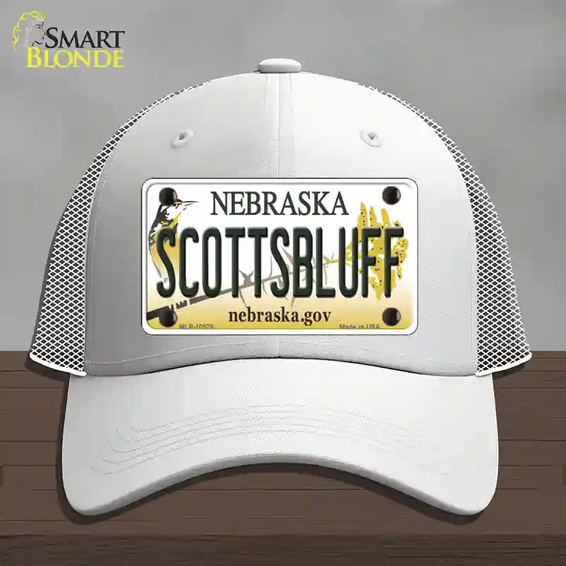 HAT19-MLP-10576 Scottsbluff Nebraska Novelty License Plate Hat, Mesh - White