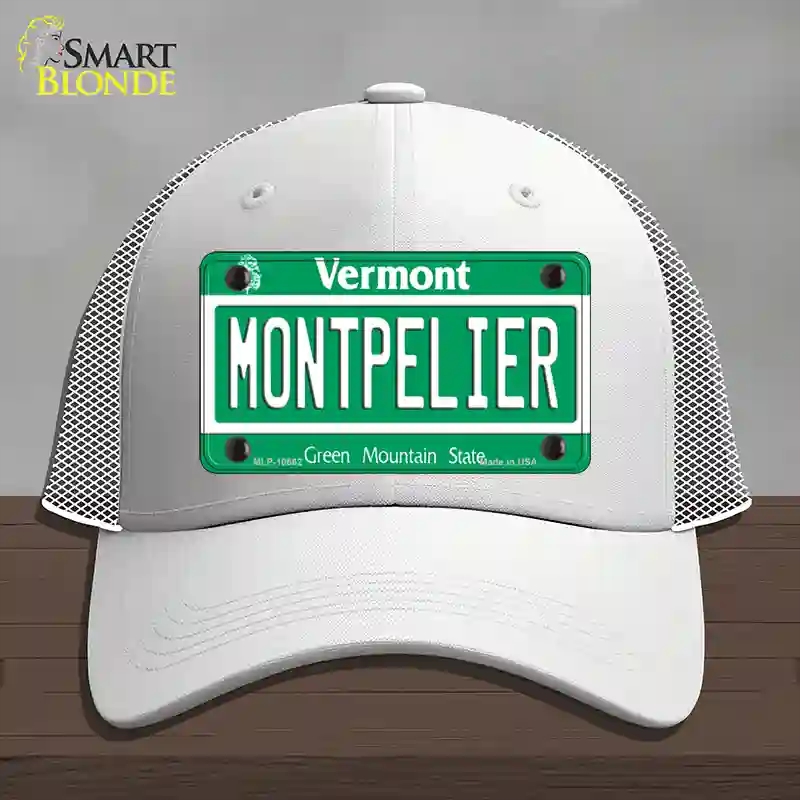HAT19-MLP-10662 Montpelier Vermont Novelty License Plate Hat, Mesh - White