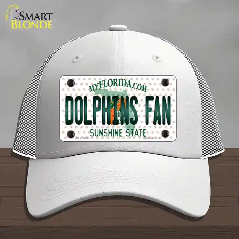 HAT19-MLP-10759 Dolphins Fan Florida Novelty License Plate Hat, Mesh - White
