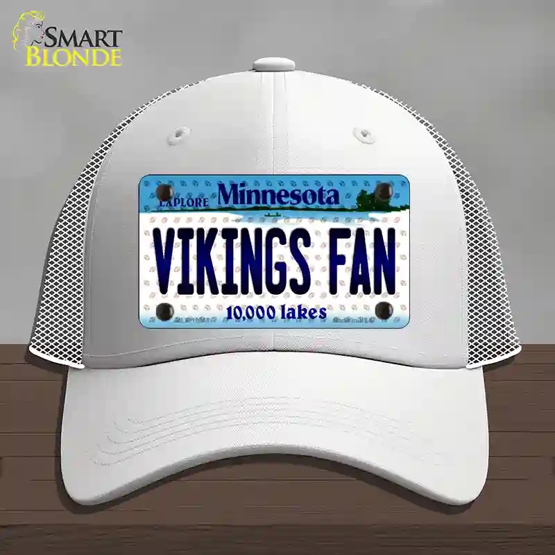 HAT19-MLP-10768 Vikings Fan Minnesota Novelty License Plate Hat, Mesh - White
