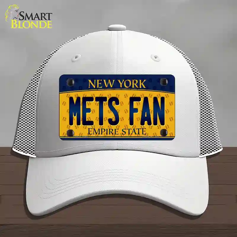 HAT19-MLP-10802 Mets Fan   York Novelty License Plate Hat, Mesh - White