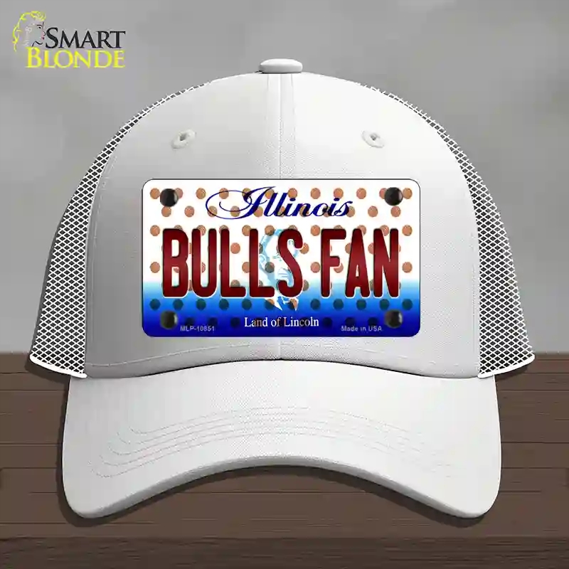 HAT19-MLP-10851 Bulls Fan Illinois Novelty License Plate Hat, Mesh - White