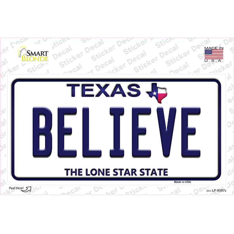 LP-9397s-M Believe Texas Novelty Sticker Decal, Medium