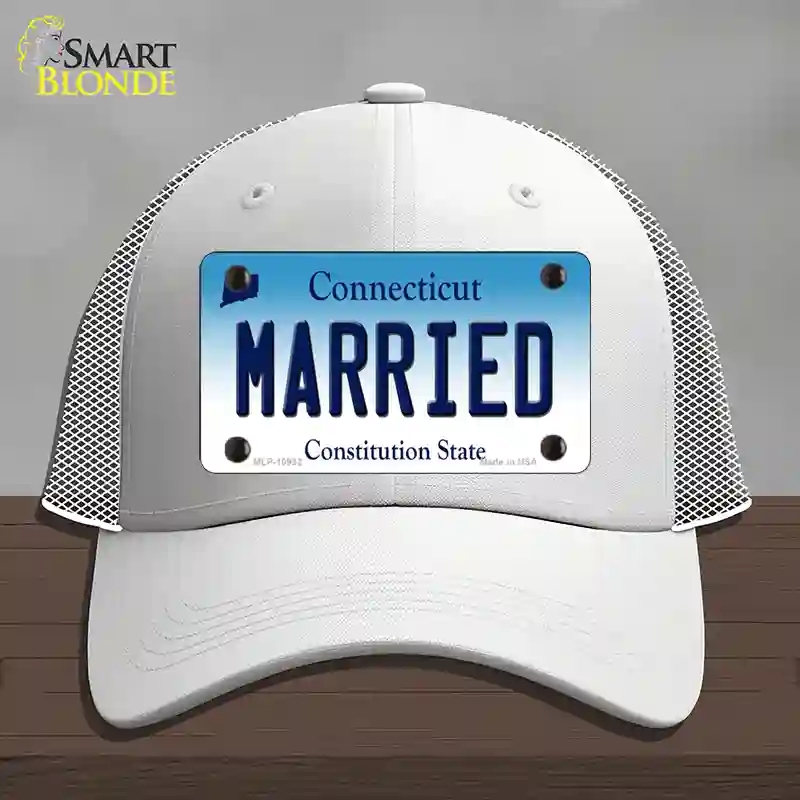 HAT19-MLP-10932 Married Connecticut Novelty License Plate Hat, Mesh - White