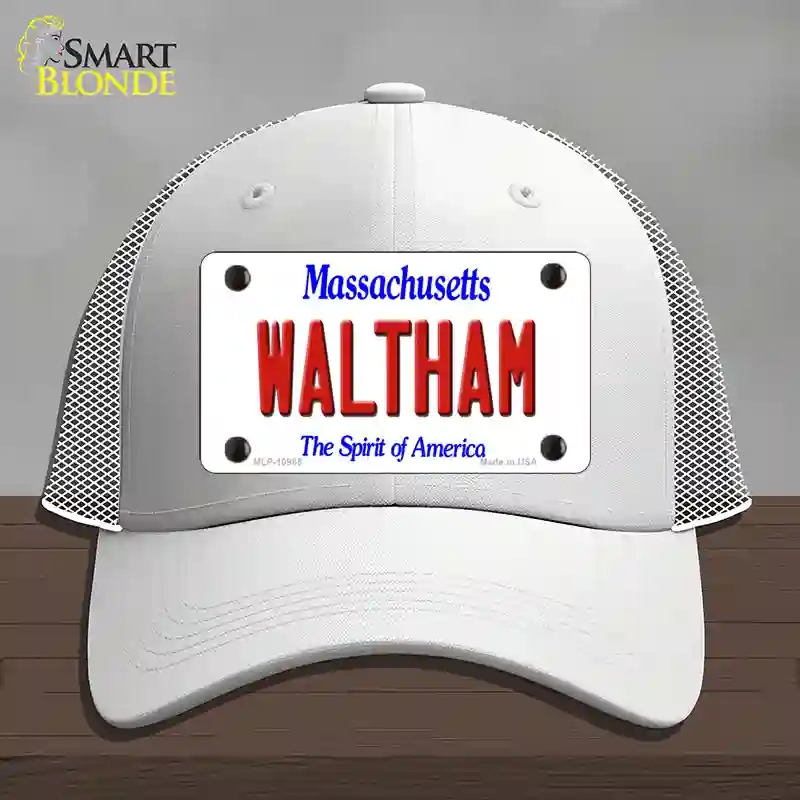 HAT19-MLP-10985 Waltham Massachusetts Novelty License Plate Hat, Mesh - White