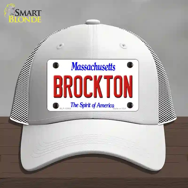 HAT19-MLP-10988 Brockton Massachusetts Novelty License Plate Hat, Mesh - White