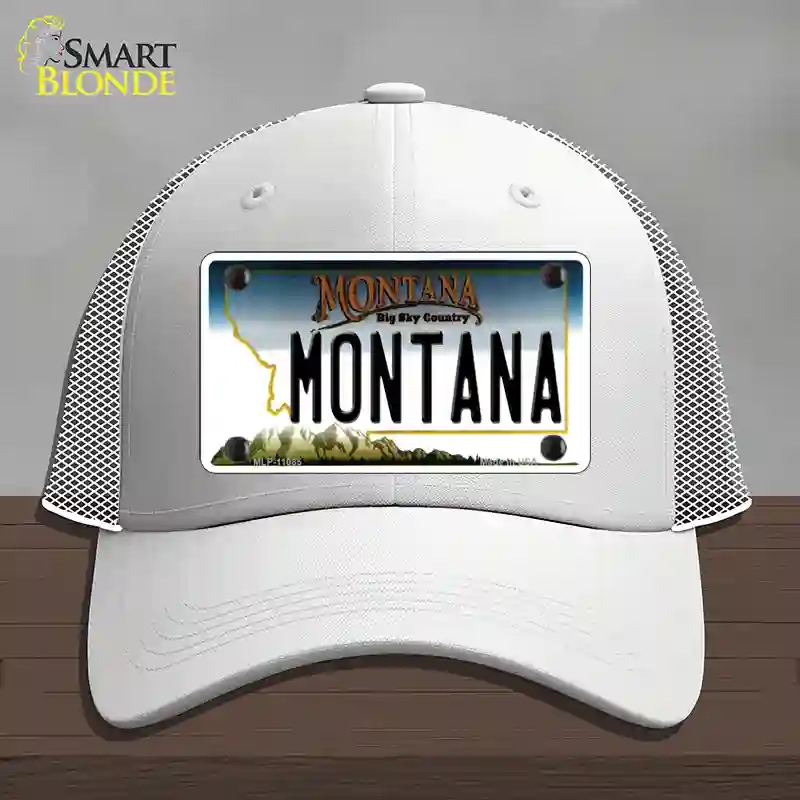 HAT19-MLP-11085 Montana State Novelty License Plate Hat, Mesh - White