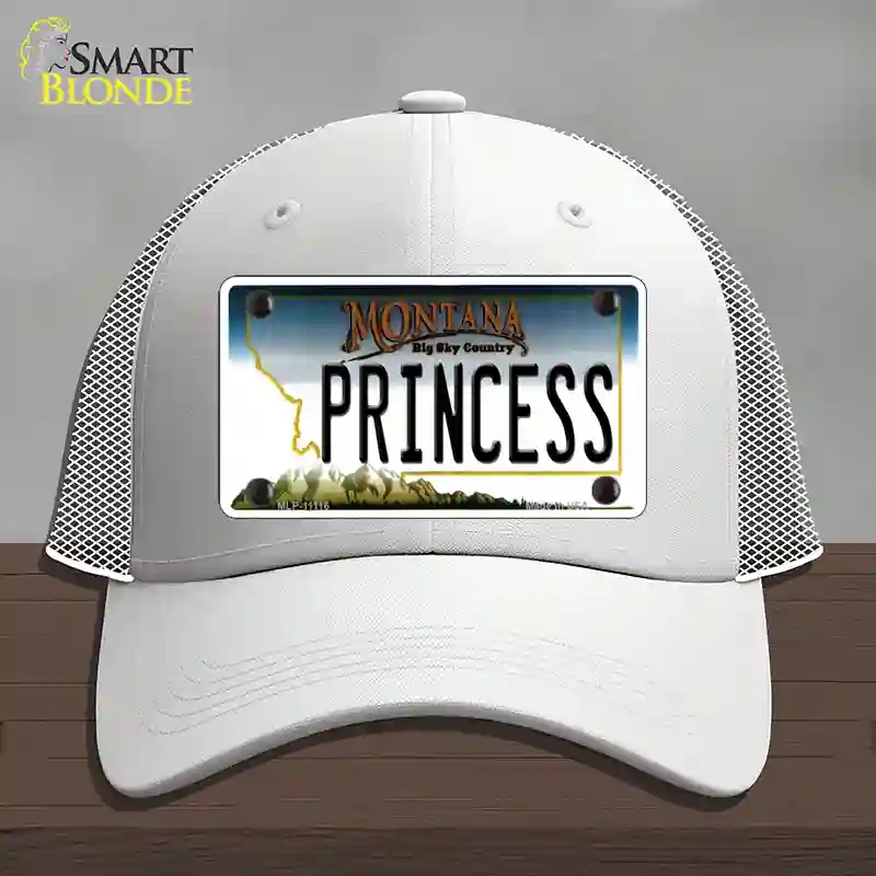 HAT19-MLP-11116 Princess Montana State Novelty License Plate Hat, Mesh - White