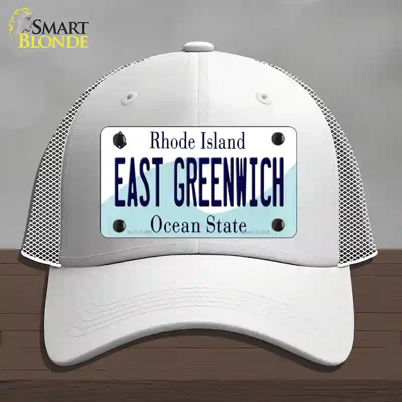 HAT19-MLP-11190 East Greenwich Rhode Island State Novelty License Plate Hat, Mesh - White