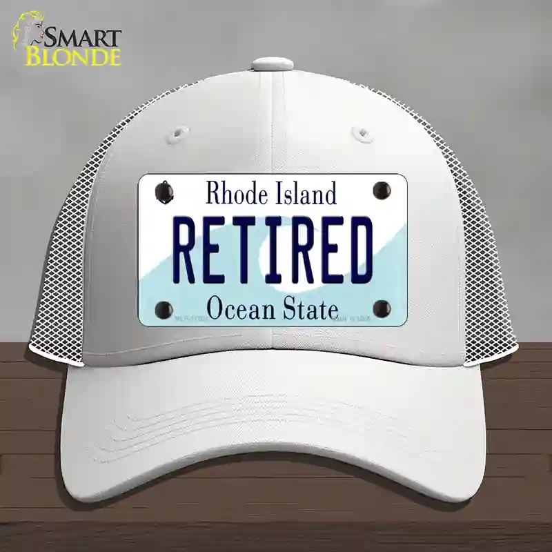 HAT19-MLP-11201 Retired Rhode Island State Novelty License Plate Hat, Mesh - White