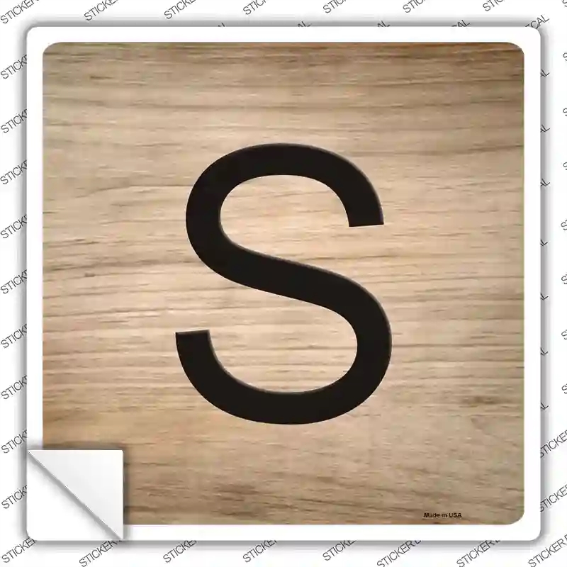 SQ-1121s-S S Letter Tile Novelty Square Sticker Decal, Small