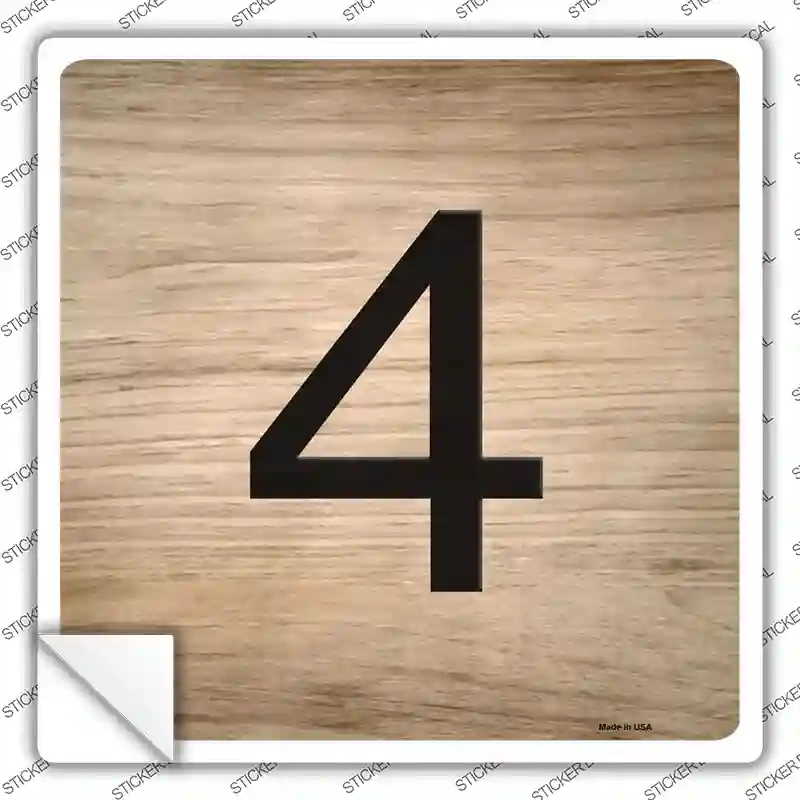 SQ-1305s-L 4 Number Tiles Novelty Square Sticker Decal, Large