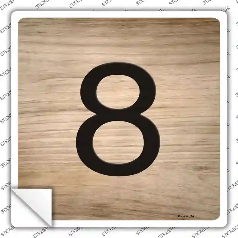 SQ-1309s-S 8 Number Tiles Novelty Square Sticker Decal, Small